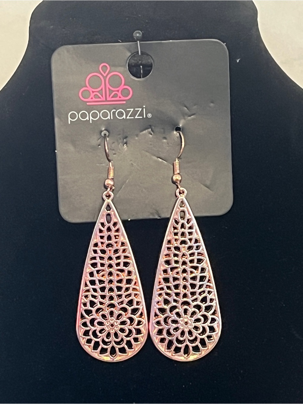 Paparazzi Rose Gold Filigree Teardrop Dangle Earrings